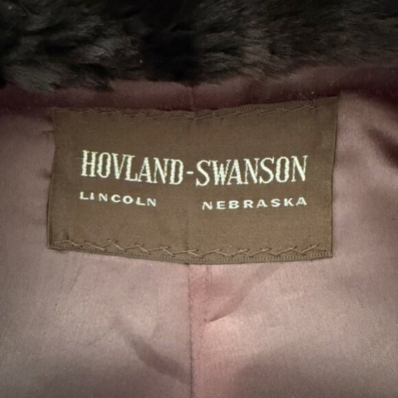 VINTAGE 50s Mouton Sheepskin Fur Chocolate Brown Coat Large - Picture 15 of 16